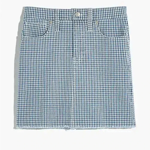 Madewell Stretch Straight Mini Skirt in Gingham: Raw-Hemmed Edition - Picture 2 of 8